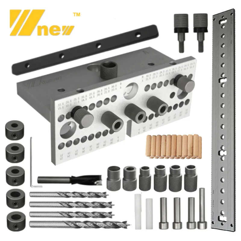 3-in-1 2-in-1 Houtbewerking Doweling Jig Kit Verstelbare boorgeleider Tenon Puncher Locator voor het aansluiten van meubels Timmerwerk