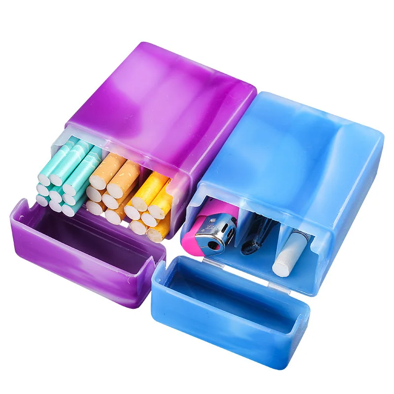 NEW Fashion Cigarette Case with Compartments Portable Plastic  Storage Box Container Holder Random Color Smoking Accessories