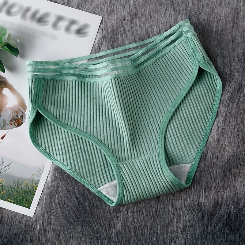 Cotton Panties For Women Hollow StripedBriefs Low Waist Soft Female Underwear Skin-friendly Underpants Lady Intimates