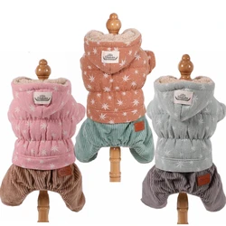 Corduroy Fleece Dog Jumpsuit, Winter Overalls, Teddy, Warm Dog Clothes, Star, XS, S, M, L, XL