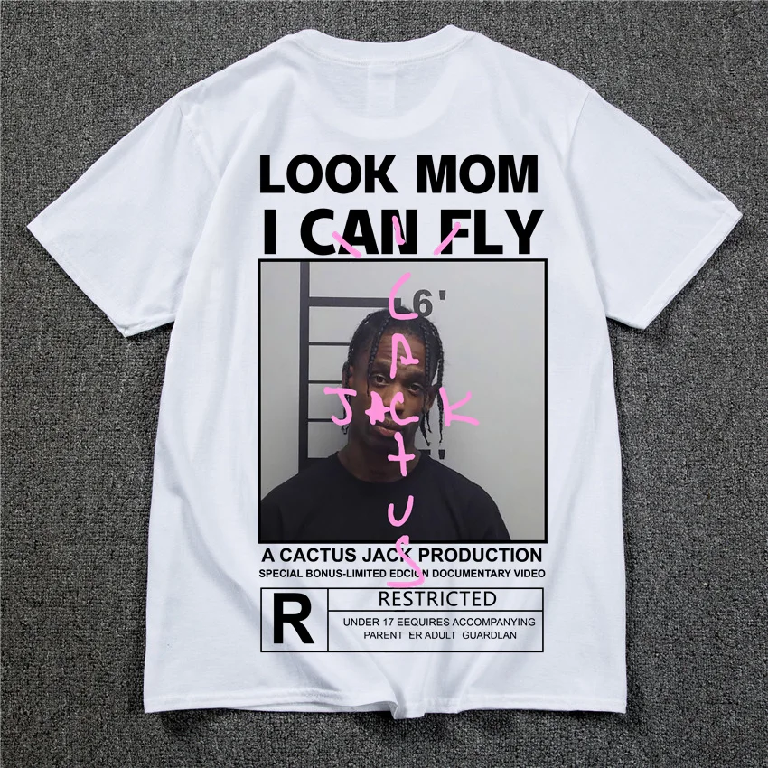 HOT SALE Cactus Jack T-shirt 2022 Summer Men Women LOOK MOM I CAN FLY Tee ASTROWORLD Hip Hop Short Sleeve Tshirts