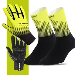 1Pair Full Finger Cycling Gloves Cycling Socks Men Women Anti-slip Sports Bike Mittens Bicycle Gloves Sock Set