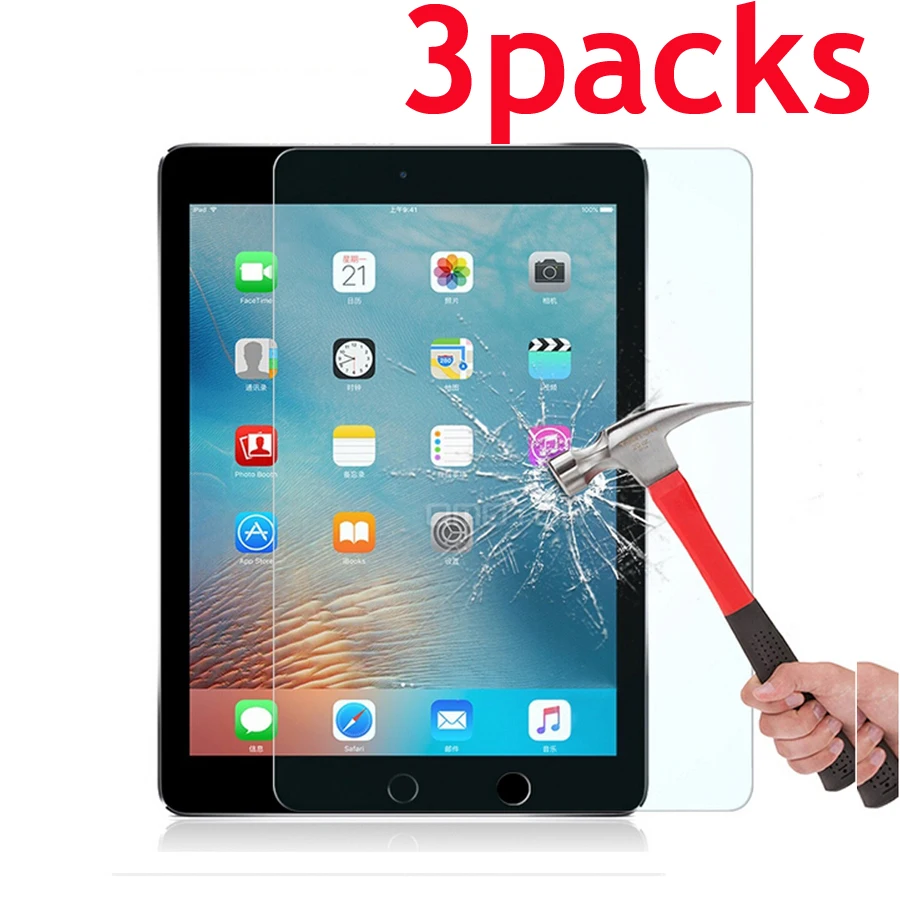 

3packs tempered glass screen protector for Ipad 2 3 4 air 1 2 pro 7.9 9.7 10.2 7th 8th generation 10.5 2018 2019 mini 5 for ipad