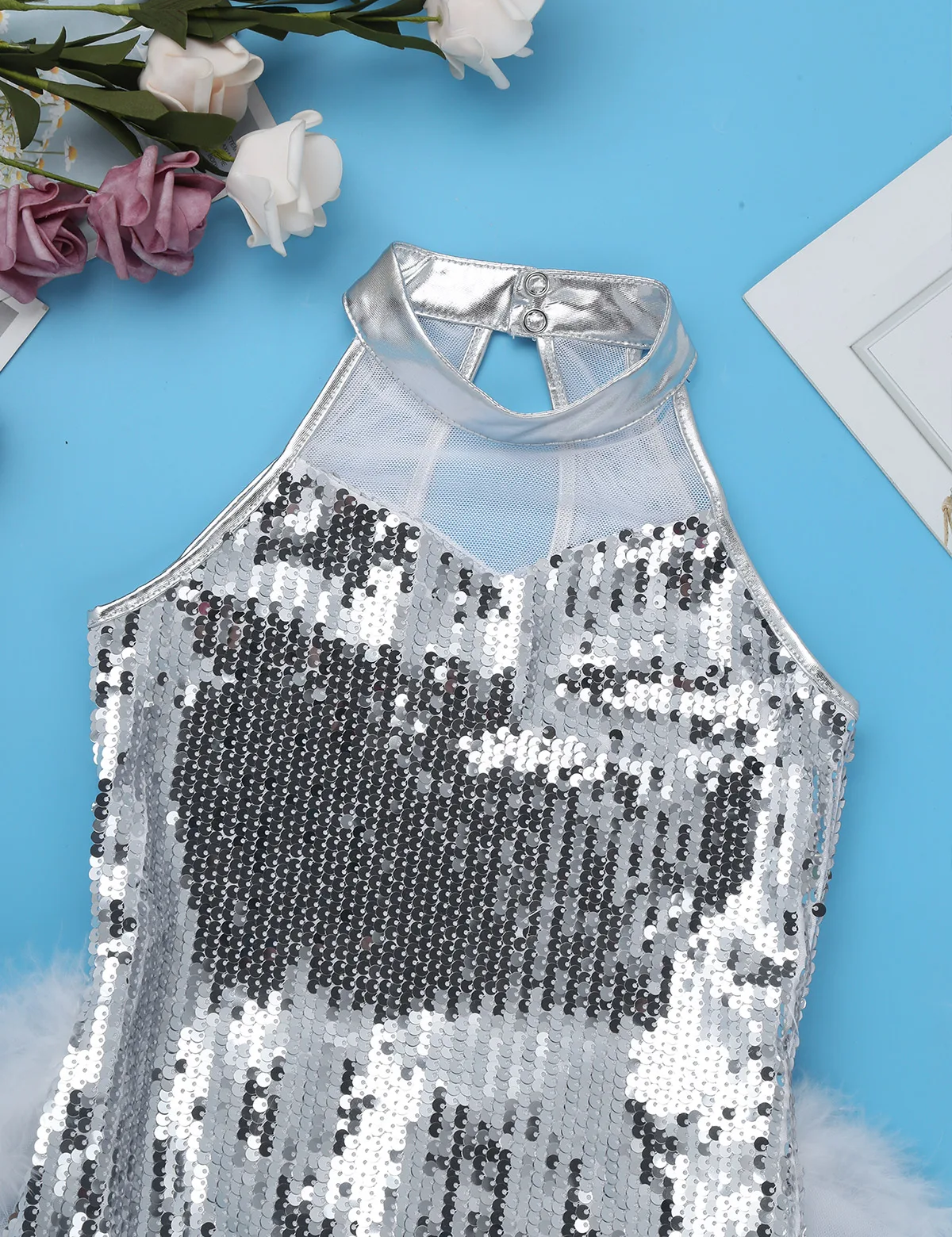 

Kid Girls Sequins Jazz Latin Ballet Dance Costume Streetwear Professional Modern Chacha Ballet Tutu Dress Leotard Dance Wear