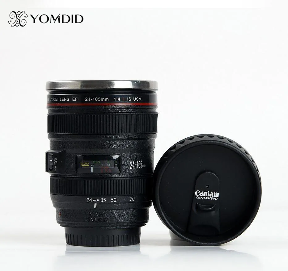 一眼レフカメラ付きステンレススチールコーヒーマグ,EF24-105mm,1:1スケール,クリエイティブギフト