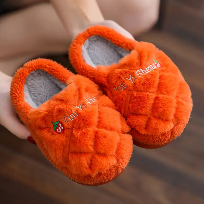 Children\'s Cotton Slippers Fall/winter Female Baby Indoor Non-slip Soft Bottom Cartoon Cute Fur Slippers Boy Toddler Slippers