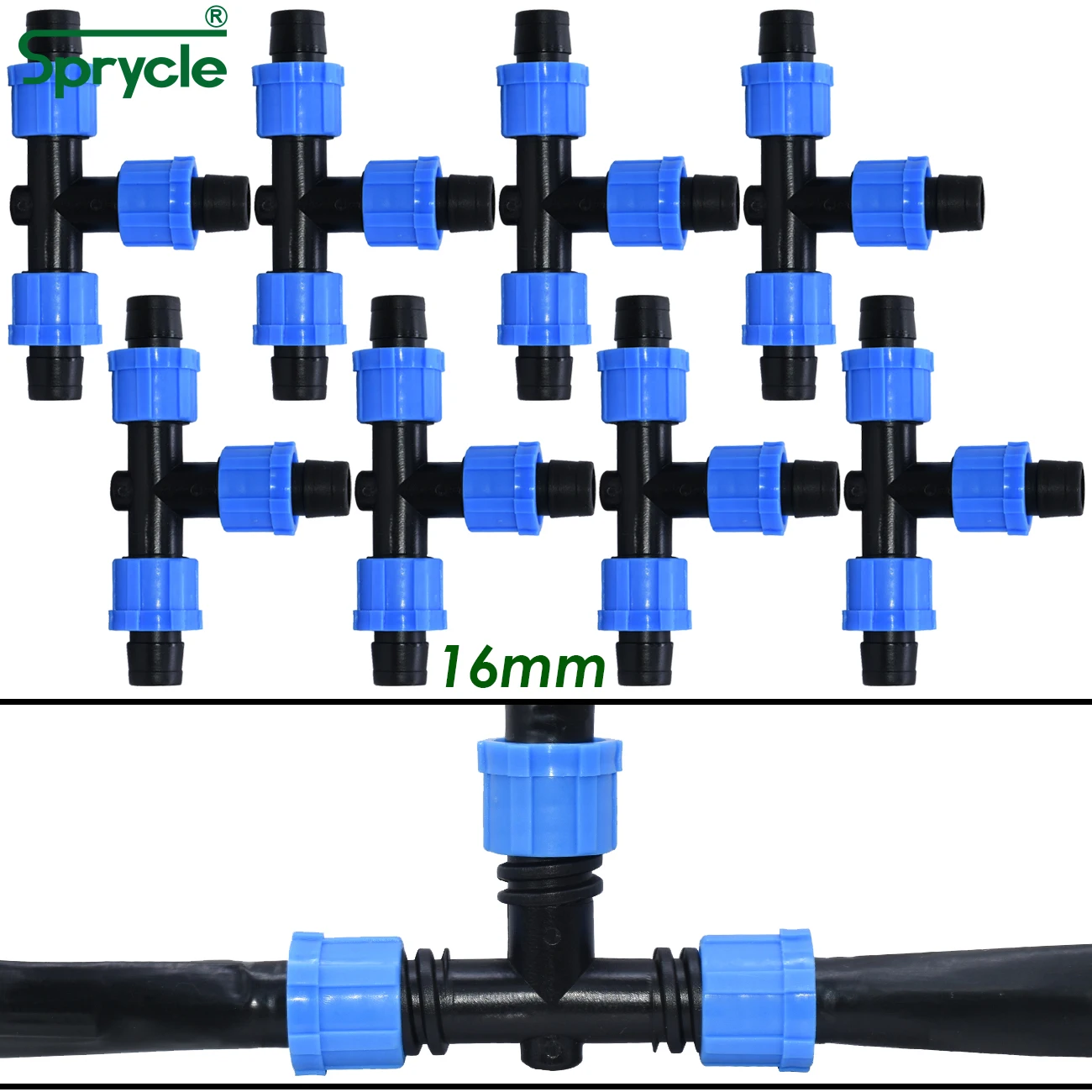 Sprcycle 5/8 \'\'taśma kroplująca złącze Tee 16mm złącza węża zawór odcinający kolanko wtyk końcowy blokada gwintu podlewanie ogrodu rura