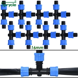 Sprcycle 5/8 ''taśma kroplująca złącze Tee 16mm złącza węża zawór odcinający kolanko wtyk końcowy blokada gwintu podlewanie ogrodu rura