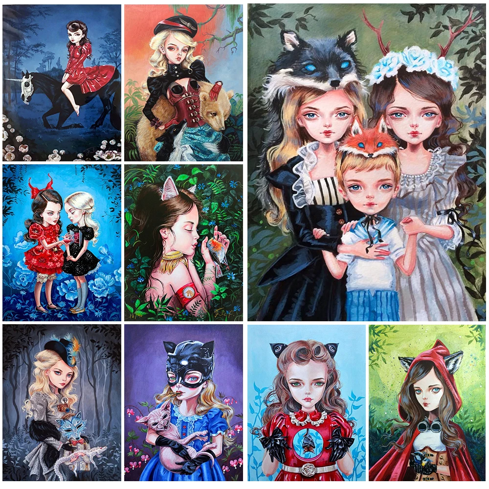

Fox Girl Witch Magical Art Poster Witchcraft Wall Art Canvas Painting Decoration Elves Print Wall Pictures For Living Room