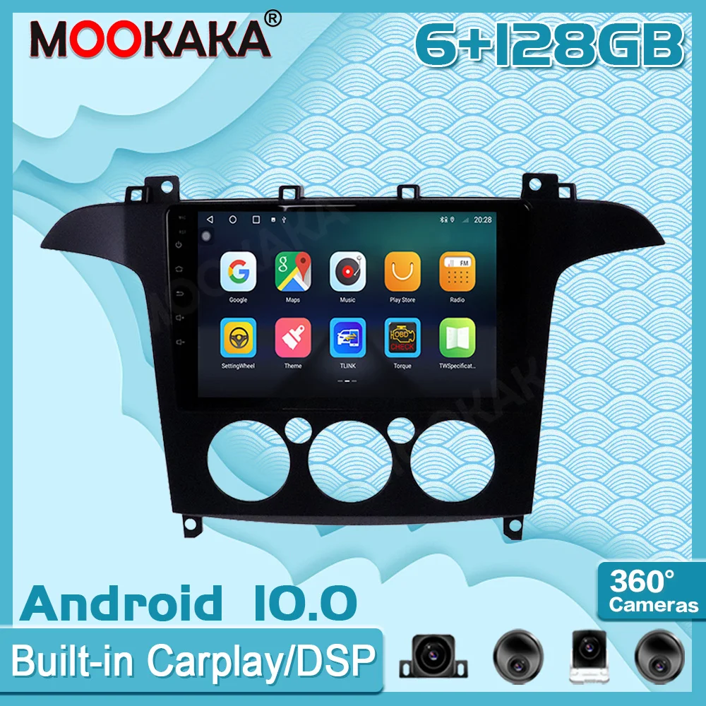 6+128GB Android10 For Ford S-Max 2006-2008 Carplay Radio Multimedia Player Car GPS Navigation Head Unit with Screen Stereo