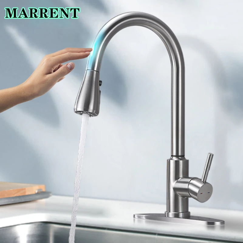 

Touch Kitchen Faucets Leadfree Stainless Steel Hot Cold Kitchen Mixer Tap Single Handle Smart Sensor Touch Kitchen Mixer Faucet