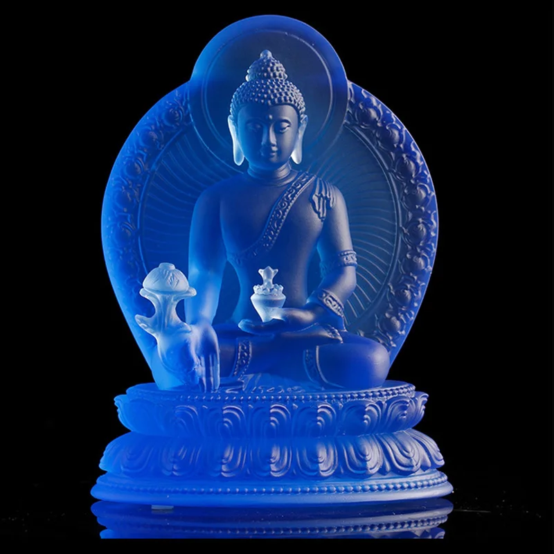 Bouddha de Protection Spirituelle Efficace pour la Famille, Sept Gestes Différents, Glaçure Colorée Intense, 7 Couleurs