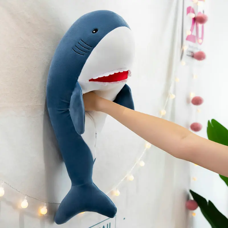 60-120CM New Styles Comfortable Shark Plush Toys Blue Fish Soft Pillow Cushion Birthday Gift For Baby Kids