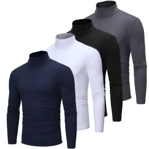 Suéteres de cuello alto de algodón para hombre, camisa elástica, Tops de talla grande, nueva moda