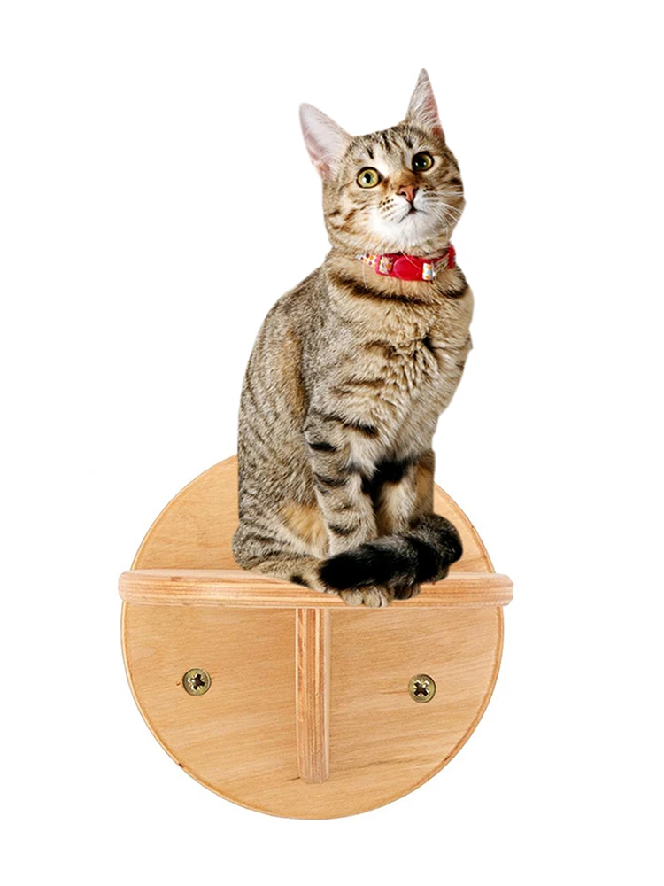 Roped Cat Climbing Frame Wood Cat Wall Mounted Shelf Wooden Pet Perch Step Bed Scratching Post Jumping Pet Furniture