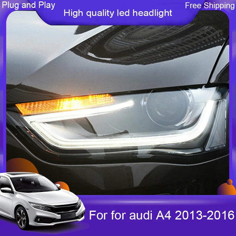 

New head lamp Car Styling for Audi A4 Headlights High Configuration A4 B9 LED DRL Lens Double Beam HID KIT Xenon bi xenon lens