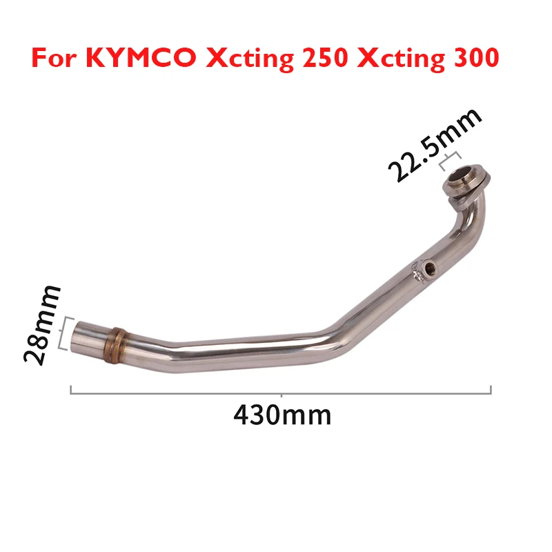 Slip on Motorcycle Exhaust System Header Connection Link Tube Stainless Steel Pipe for KYMCO Xcting 250 Xcting 300 2016-2019