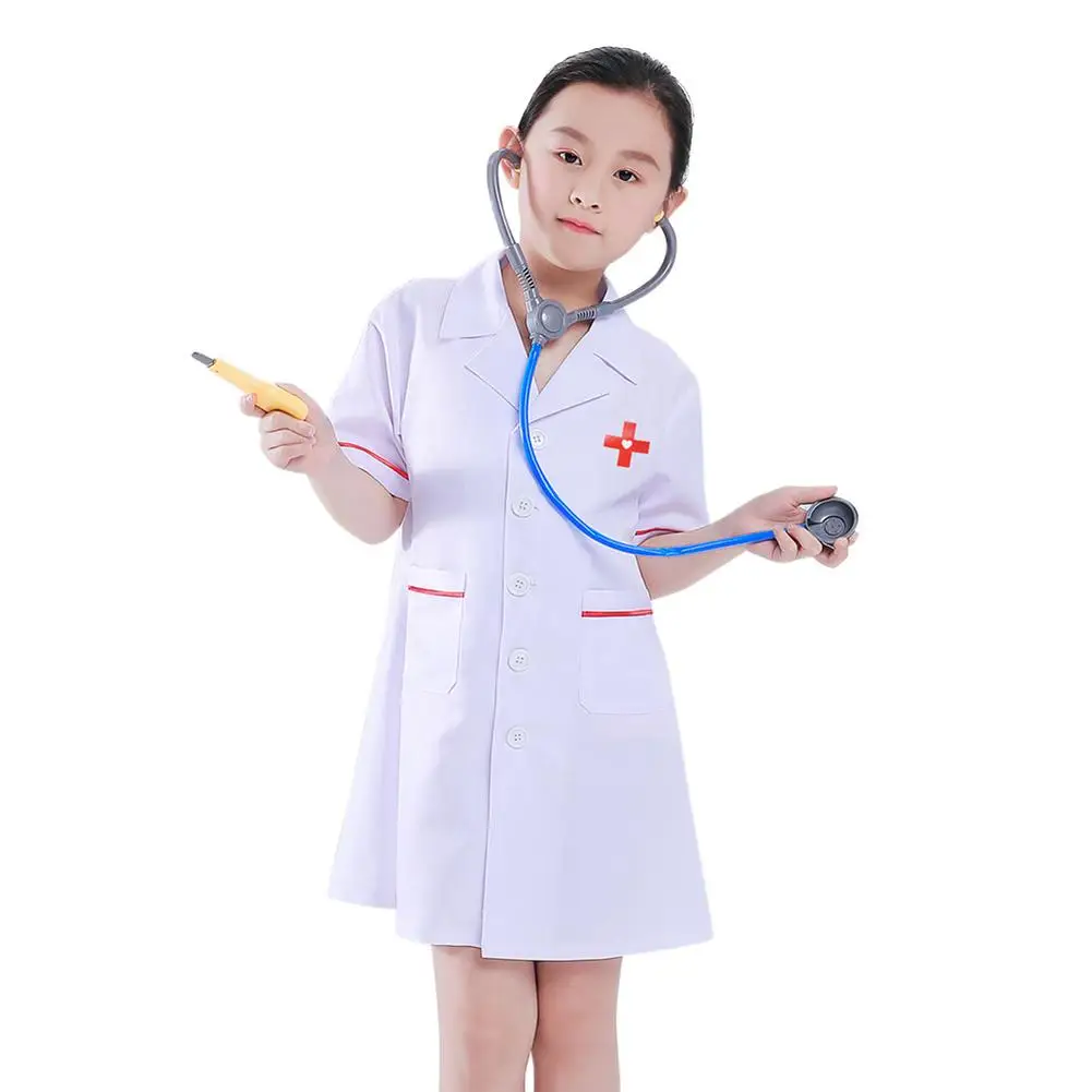 Crianças doutor role play traje vestir-se conjunto médicos casaco branco enfermeira uniforme halloween traje crianças cosplay adereços