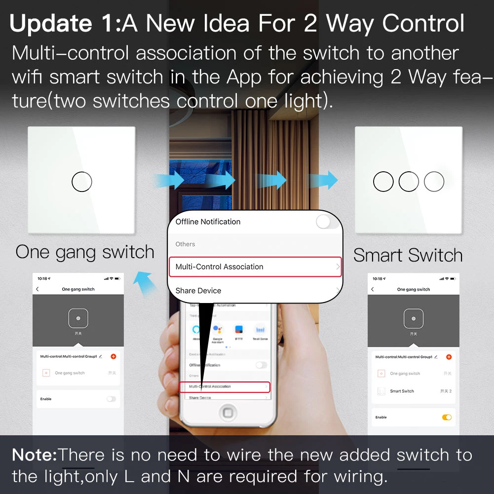 Imagem -02 - Bseed Wi-fi Controle de Luz Switces 3gang 3way Interruptor de Toque Inteligente 4gang Parede Painel Cristal Interruptor Inteligente Trabalho Tuya App