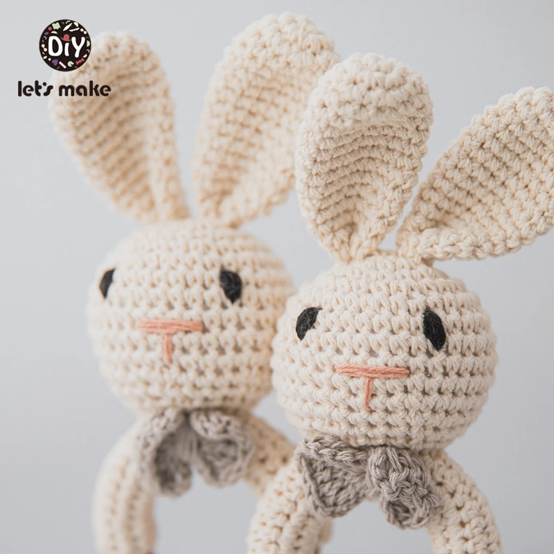 1PC Rabbit Dropshipping Crochet Rattle Soother Bracelet Teether Set Baby Product Mobile Pram Crib Ring Wooden Toys