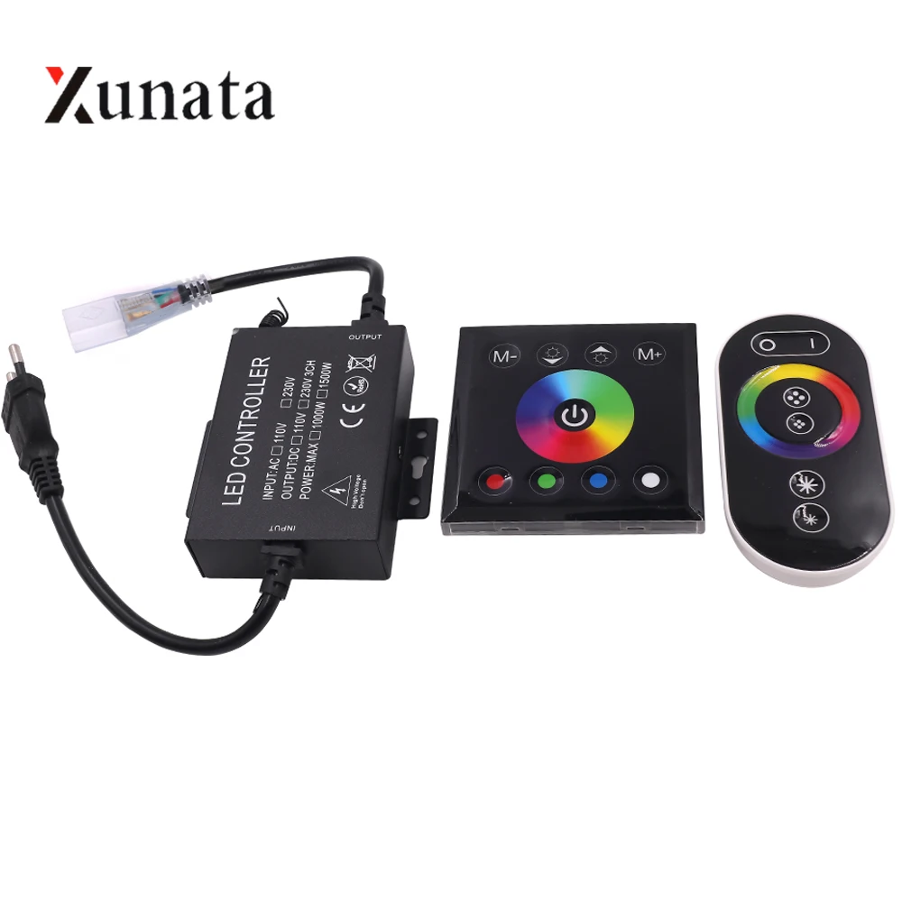 

AC 110V 220V RF RGB Controller Touch Panel RGB Controller with Full Touch Remote Control Wall Mounted Screem Dimmer for LED Tape