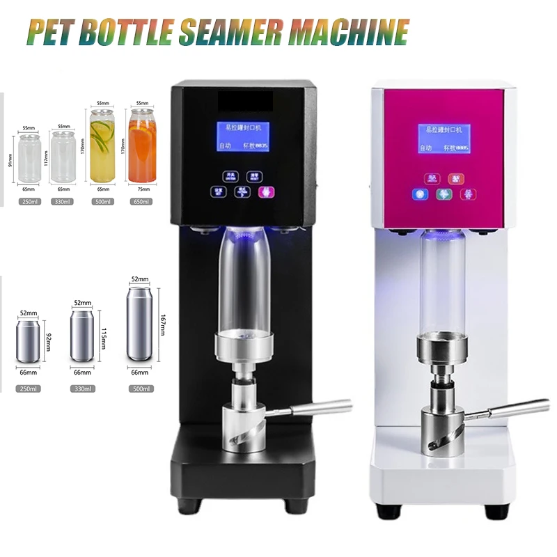 

220V Intelligent Can Sealing Machine Equipment Drink Milk Tea Shop PET Bottle Seamer Machine Beer Cans Seal Plastic Sealer