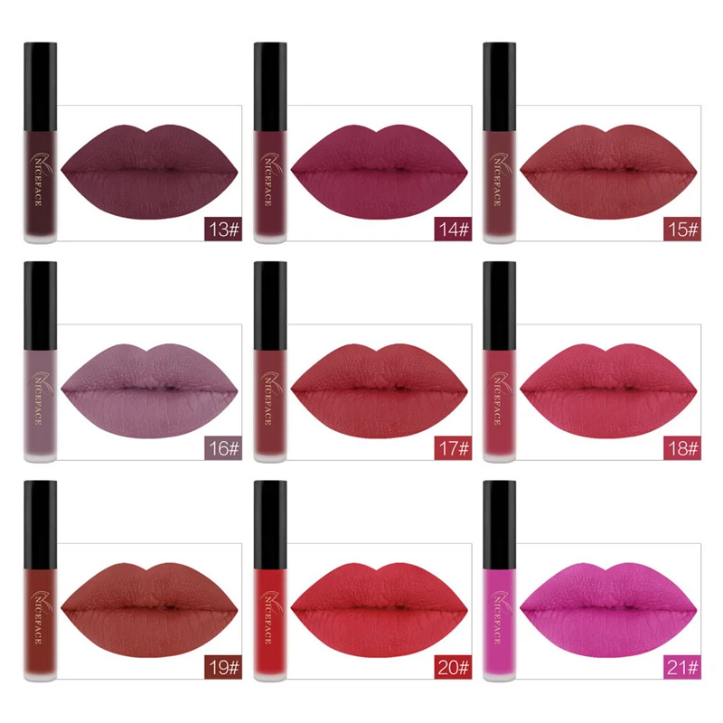 New 24 Color Liquid Lipstick Matte Makeup Waterproof Red Lip Long Lasting Gloss Mate Black Lip Stick Matte Liquid Lipsticks