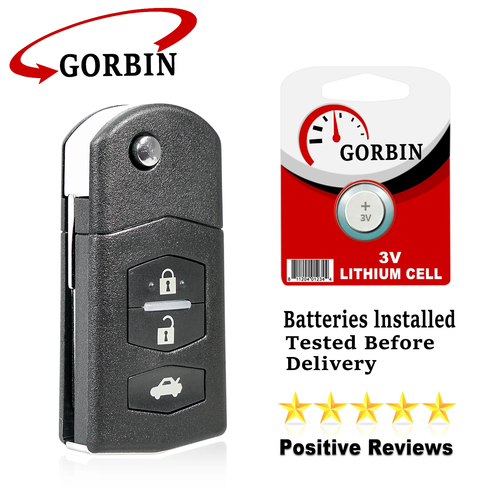 GORBIN 2 3 Button Car Remote Key for Mazda 3 BK Series 2 2006-2009, BT50 2006 Visteon Flip Car Key 433Mhz 4D63 Chip 41781