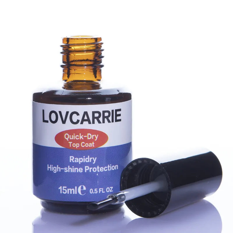 LOVCARRIE แห้งเร็ว Top Coat 15ML Rapidry High GLOSS Shine FINISH สำหรับเล็บ Lacquer เล็บเล็บ Art เคลือบเงาออกแบบ