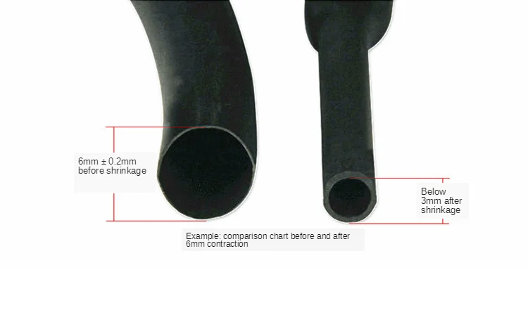 หลอดหดความร้อนคุณภาพสูง5เมตรสีดำ1/2/3/4/5/6/7/8/9/10/12/20/30/-50มม. ปลอก