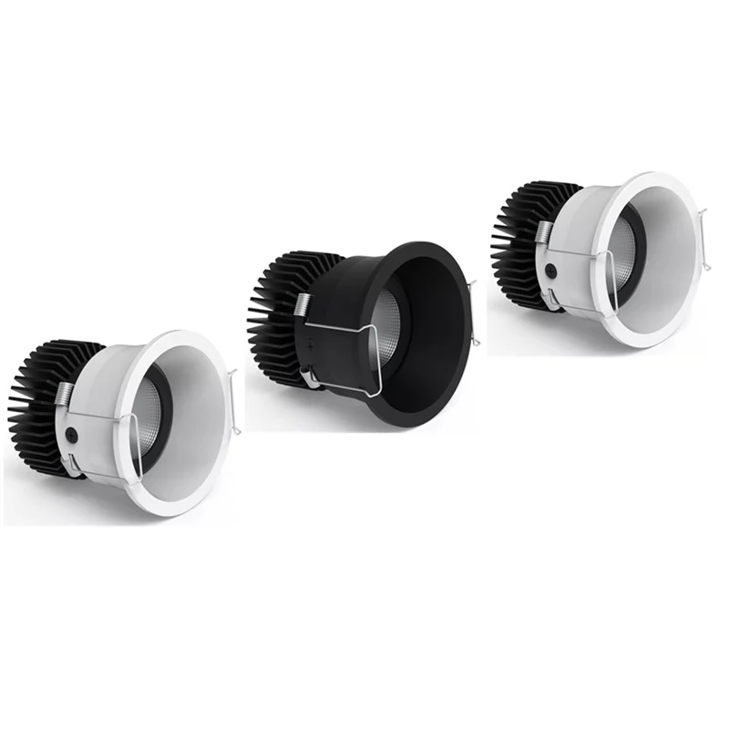 Dimmable LED recessed downlight, anti-glare circular COB spotlight AC85-265V, colors 3000K, 4000K, 6000K, indoor ceiling light
