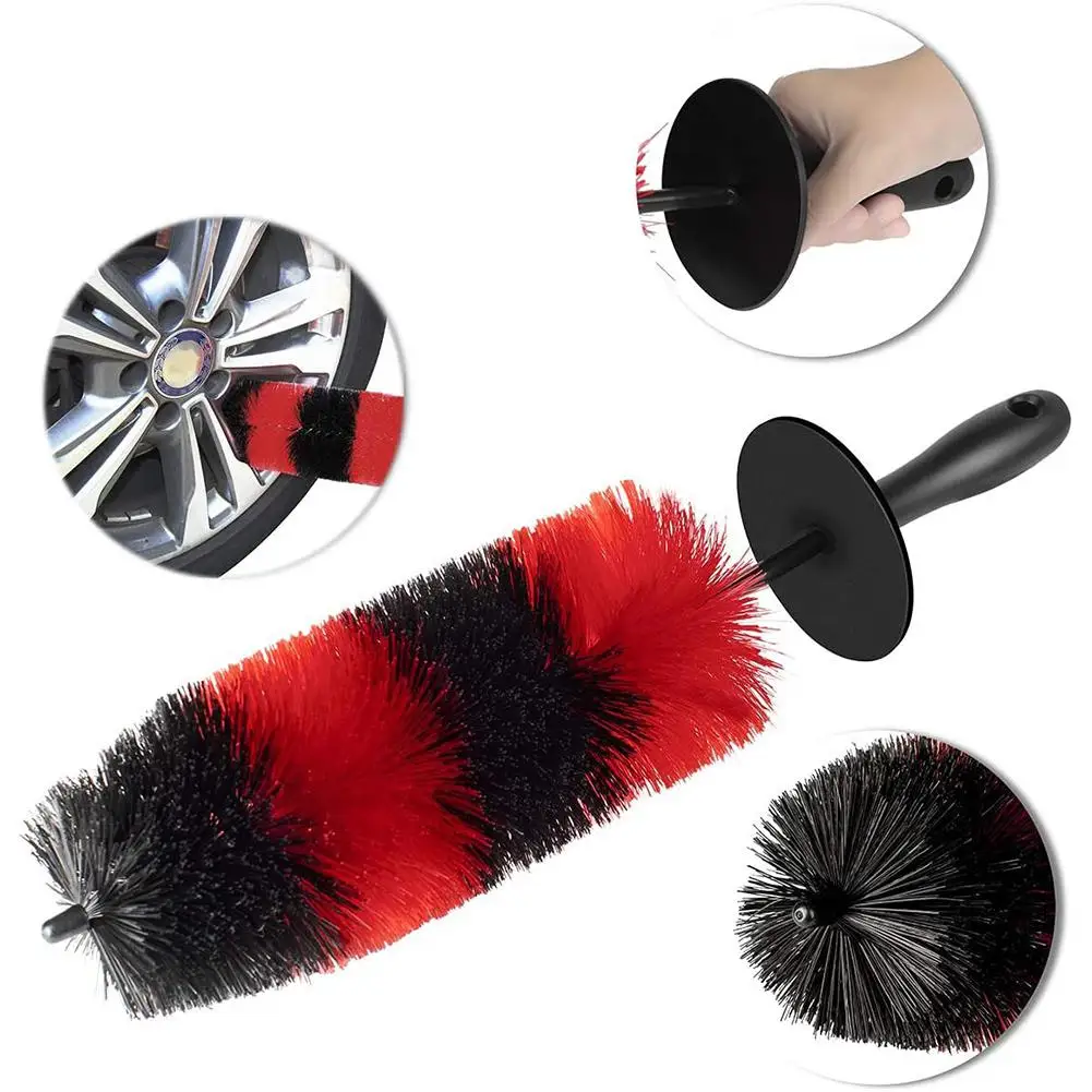 17 Inch Car Tire Brush Wheel Hub Special Rim Detail Hair Brush Soft Hair Auto Wash Cleaning Beauty Supplies with Long Handle