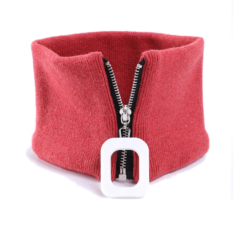 Cuello de punto con cremallera para mujer, bufanda de anillo de punto grueso de alta elasticidad, accesorio de punto elegante, moda de invierno 2020