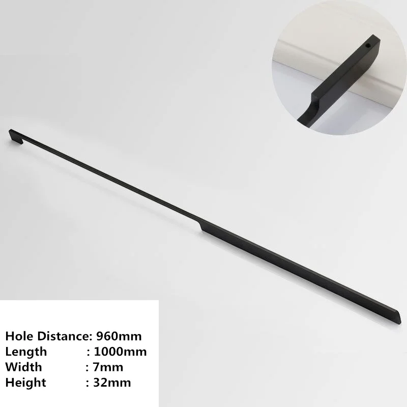 Handles Drawer Cabinet Furniture Kitchen Handles for Wardrobe Doors and Windows Black Golden 1000mm Super Long Hardware