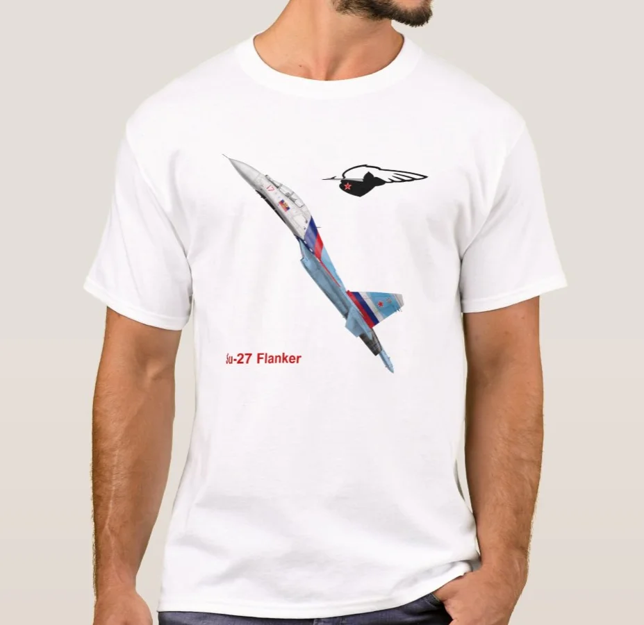 Russian Air Force Sukhoi Su-27 Flanker Fighter T-Shirt. Summer Cotton Short Sleeve O-Neck Mens T Shirt New S-3XL