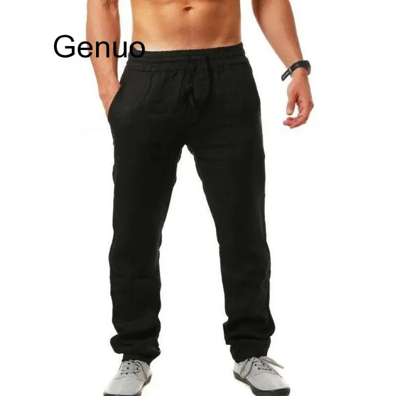 Men Cotton And Linen Trousers Calcas De Linho Verao Calcas Dos Homens Com Cordao Soltas Pantalones Hombre Solidos Harem Pan