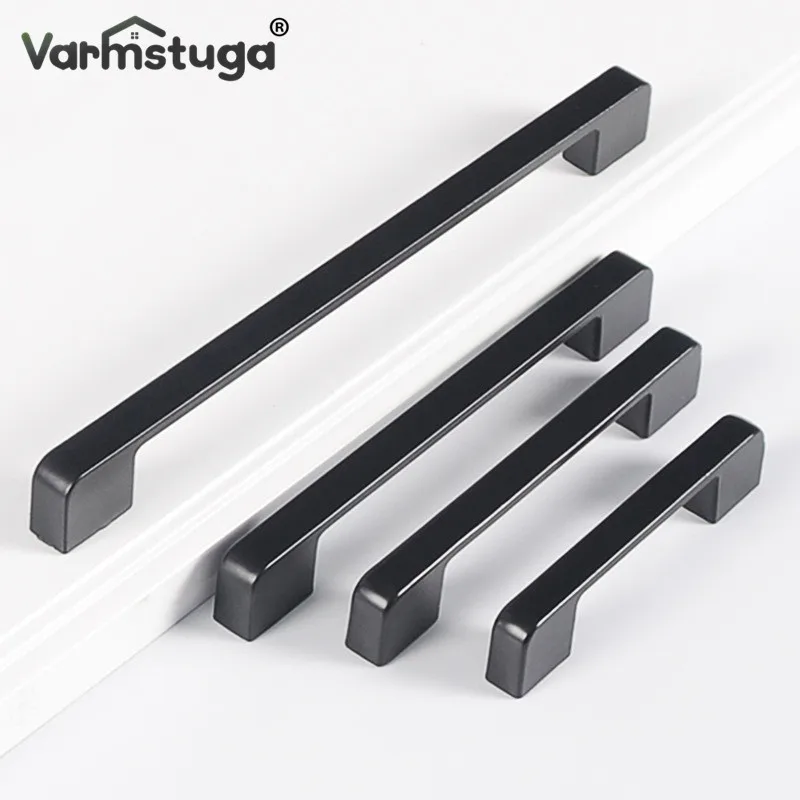 American Style Matte Black Cabinet Handles Solid Aluminum Alloy Kitchen Cupboard Pulls Drawer Knobs Furniture Handle Hardware