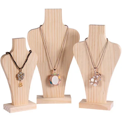 1Piece Natural Wood Mannequin Bust for Fashion Earrings Necklace Shop Window Jewelry Display Rack Stand Organizer Holder