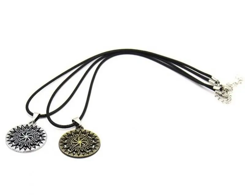 Retro Abstract Sunflower Pattern Amulet Pendant Necklace Men\'s Punk Rock Motorcycle Jewelry