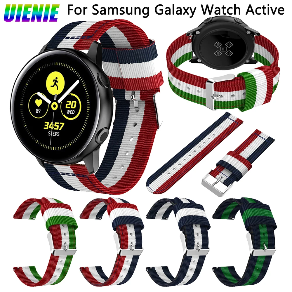 20mm Nylon Watch Band Strap for Samsung Galaxy Watch 4 40MM/44mm Watch4 Classic 42MM/46mm/Active 2/Gear S2 classic Wristband