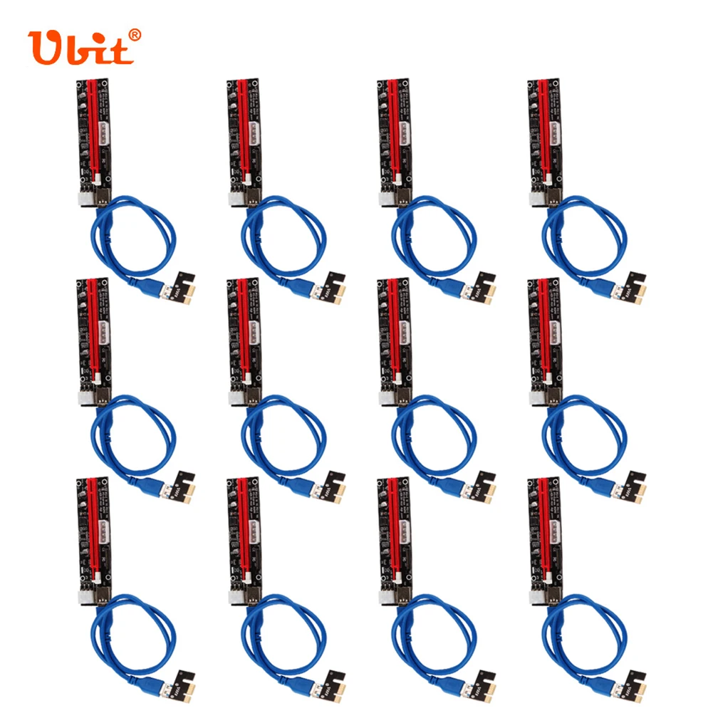 

Ubit 12pcs PCI-E Riser Led Express Cable USB3.0 1X TO 16X Graphics Extension Ethereum ETH Mining Powered Sata PCIE Adapter Card