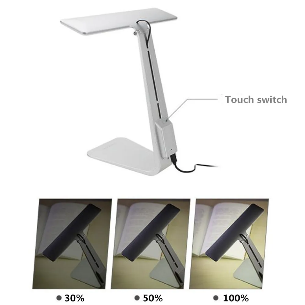 USB Rechargeable Folding Ultrathin Mac Style Desk Lamp Touch Dimming Table Night Light for Children Kids Reading Study