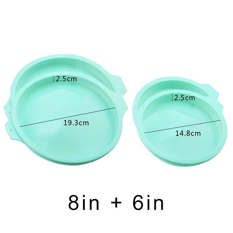 FAIS DU 2-8pcs Silicone Cake Pan 4/6/8inch Round Cake Layer Set Silicone Bakeware Mold for Baking Tools Rainbow Cake and Mousse