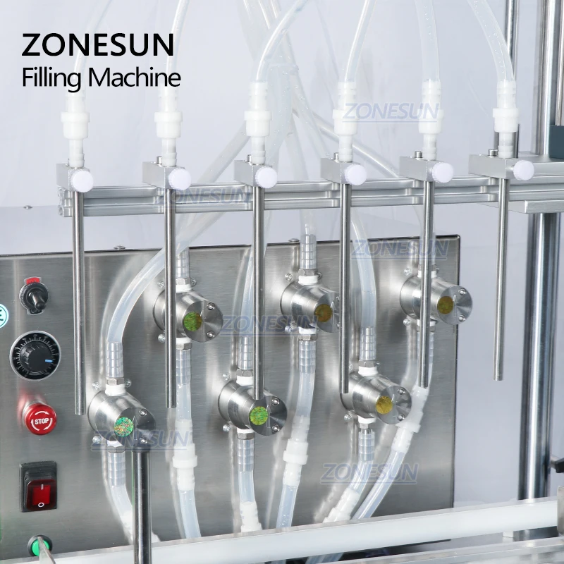 ZONESUN ZS-DTMP6ของเหลวอัตโนมัติเครื่องบรรจุ6หัวฉีดน้ำมันหอมระเหยน้ำหอมน้ำแม่เหล็กปั๊มน้ำขวด Filler