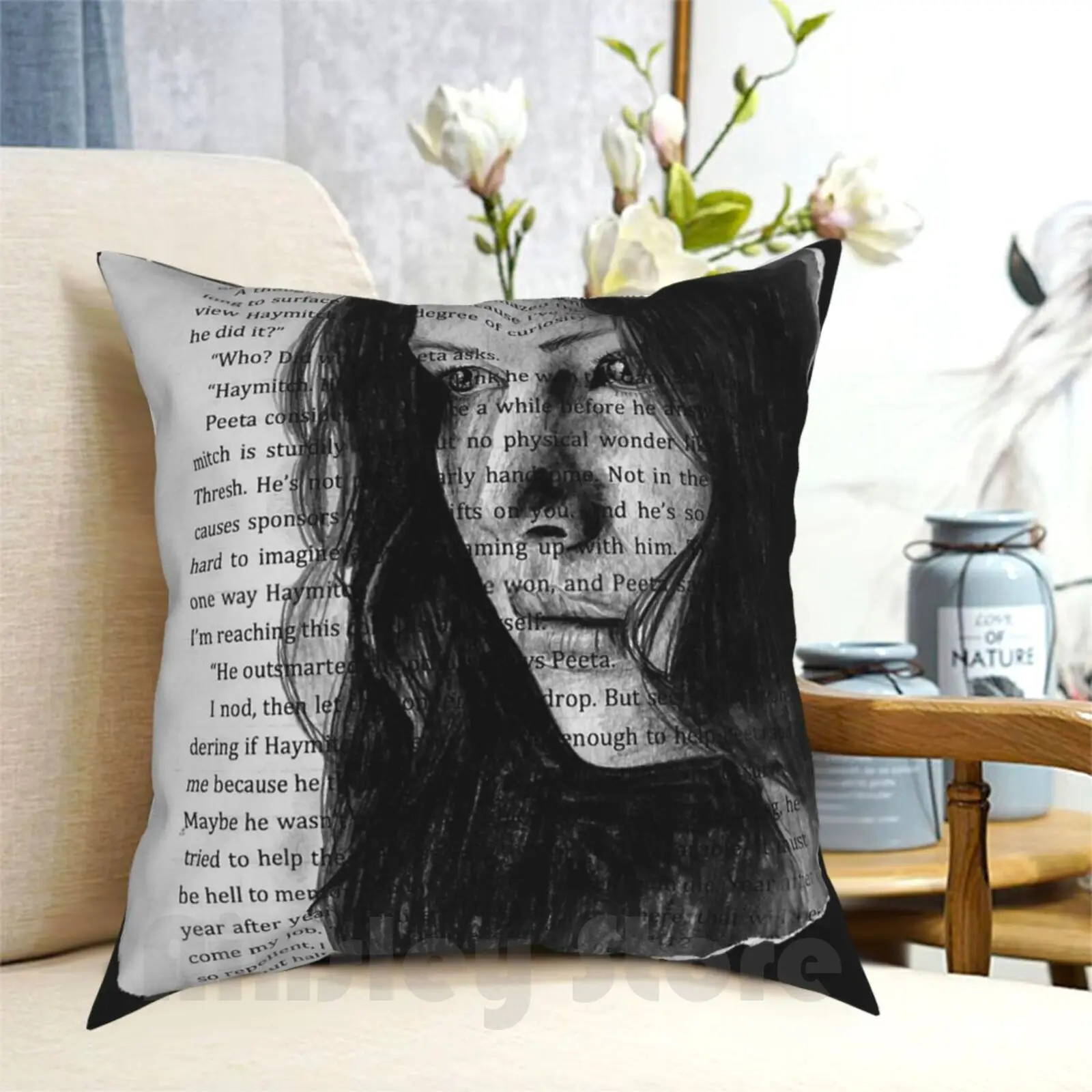 Katniss Everdeen Portrait Book Pillow Case Printed Home Soft DIY Pillow cover Katniss Everdeen Thg The Hunger Games