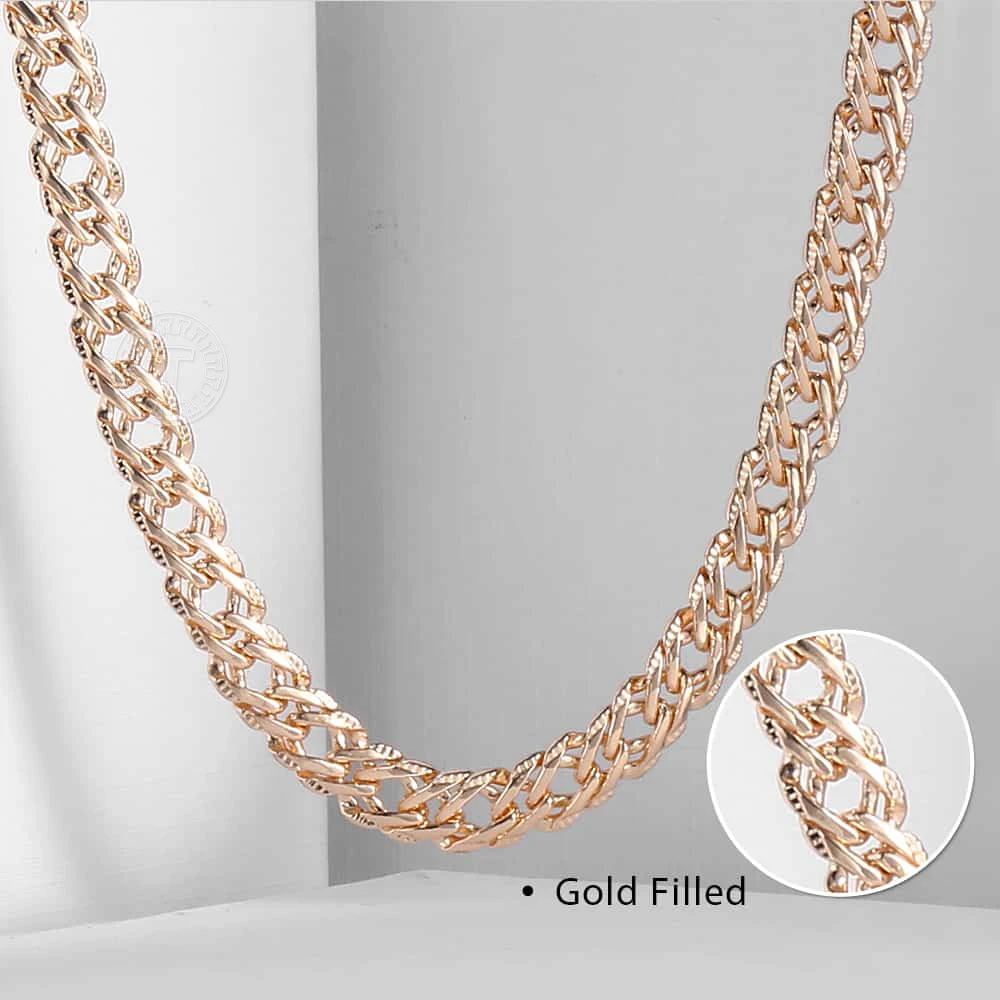 Fashion 7mm Womens Mens Necklace 585 Rose Gold Color Hammered Venitian Link Chain Necklace Jewelry 20inch 24inch DCN08