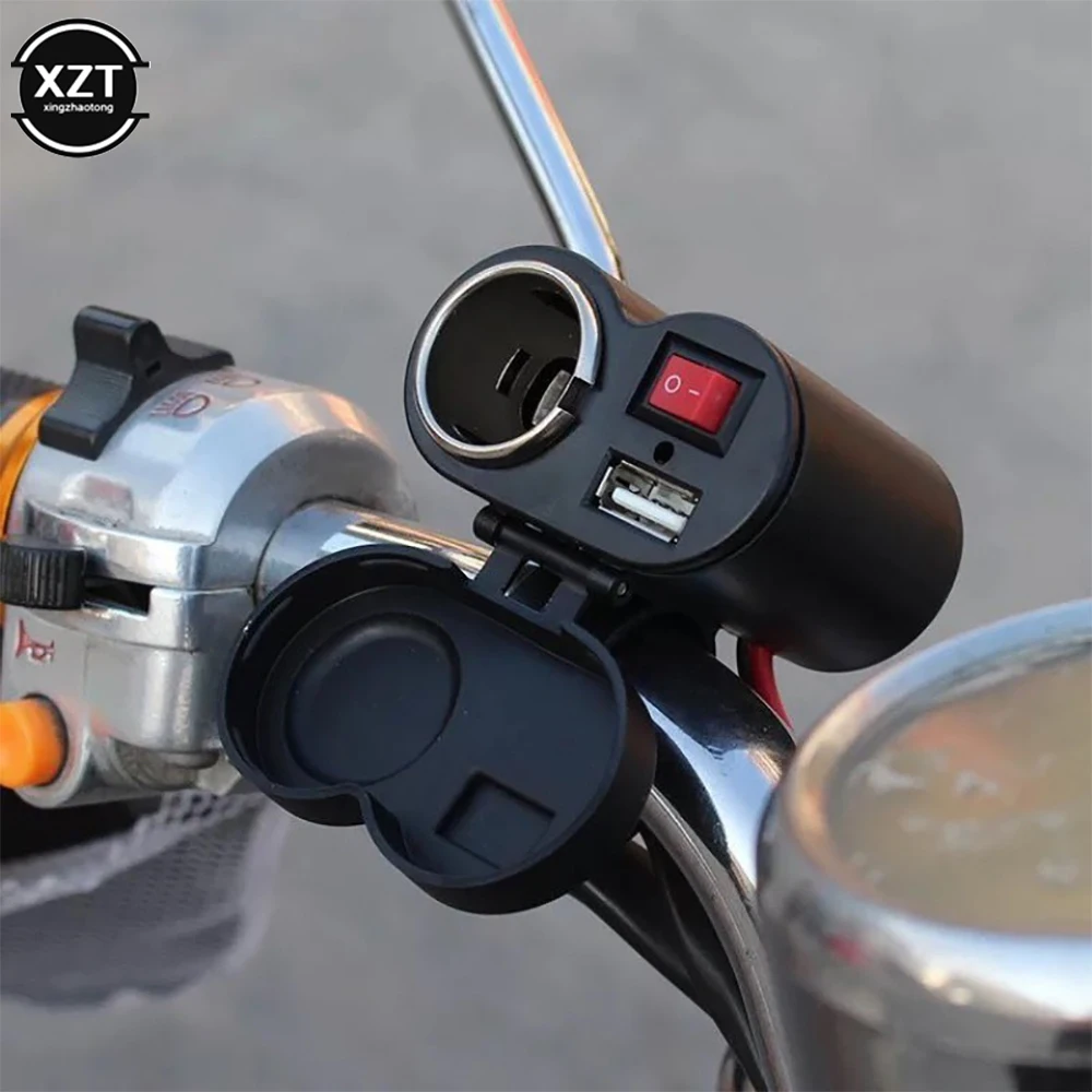 Waterproof USB Motorcycle Handlebar Charger With Lighter Adapter Power Supply Socket for Phone Mobile