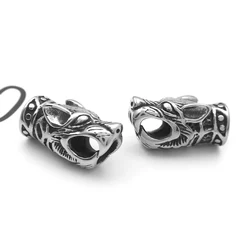 316l Stainless Steel Wolf Head Bead Accessories Metal Spacer 4mm Charms Beads DIY Beaded Bracelet For Jewelry Making