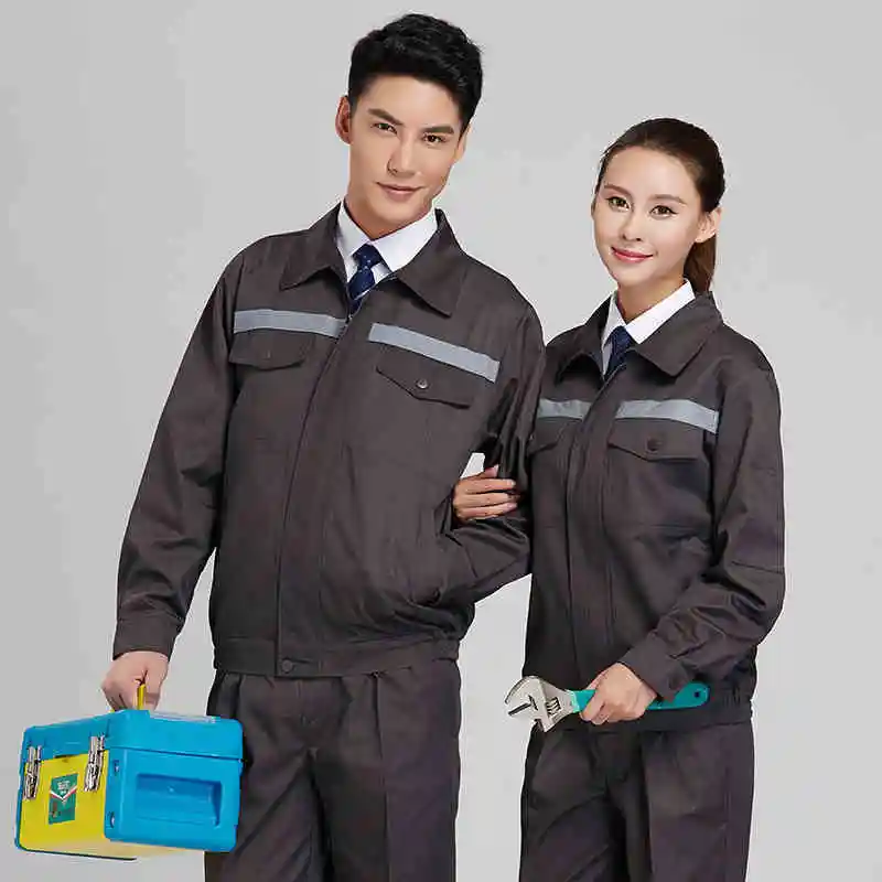 Woman Men Work Coverall Working Uniform Spring Autumn Reflective Safety Welding Suit Car Workshop Mechanic Plus Size Clothes Set