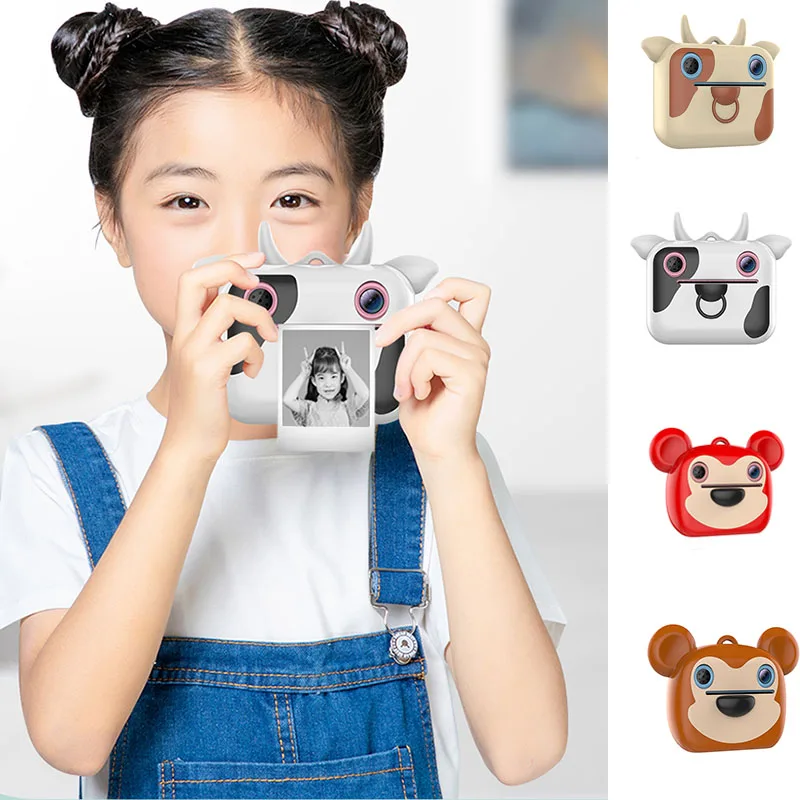 Children's Instant Printing Camera Thermal Printing Children's Camera Front And Reardual Cameras  2.4 Inch IPS HD Screen Gift